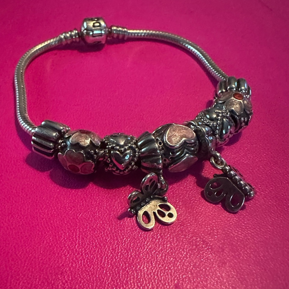 Friendship Forever Bracelet Authentic Pandora Sterling Silver Pink Hearts. - Picture 6 of 7